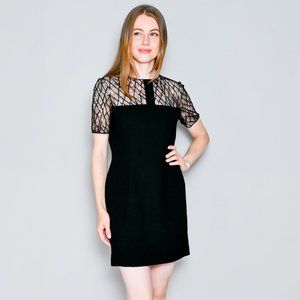 416. BILL BLASS Vintage Black Lace Contrast Mini Dress Sz 6